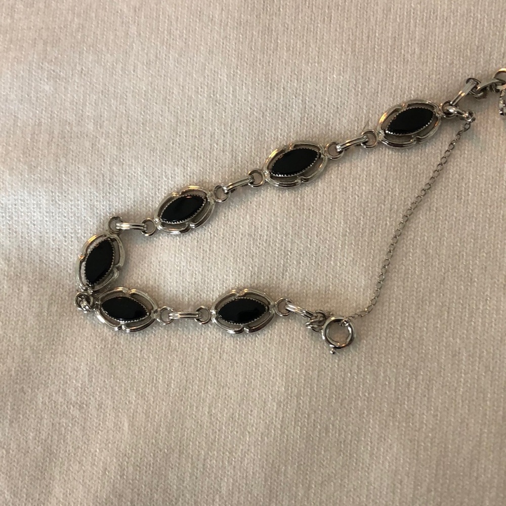 Chic Silver and Black Onyx Women's Bracelet